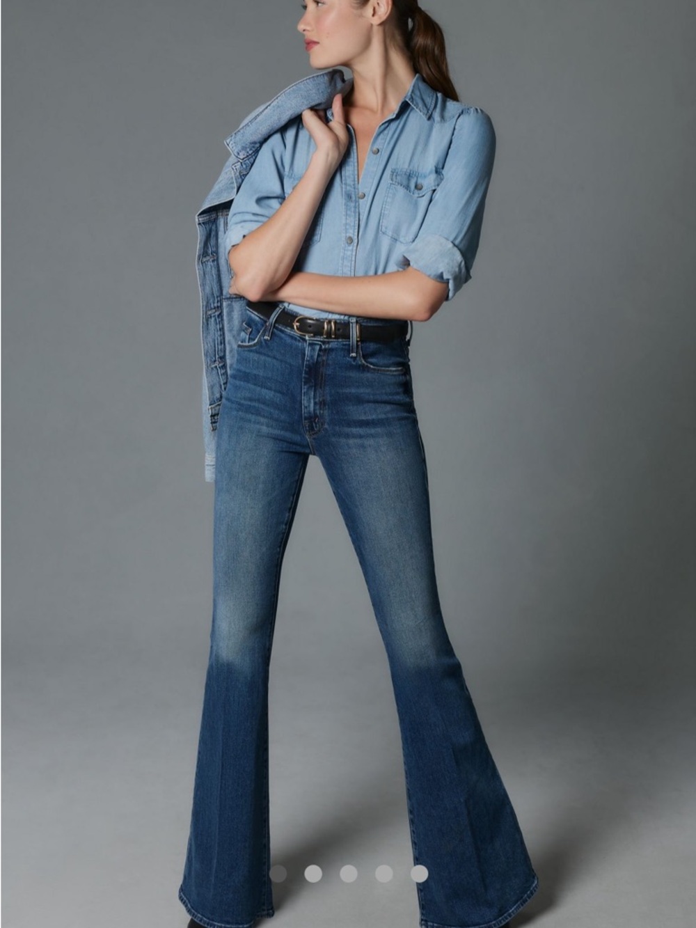 MOTHER Blue High-Rise Flare Jeans